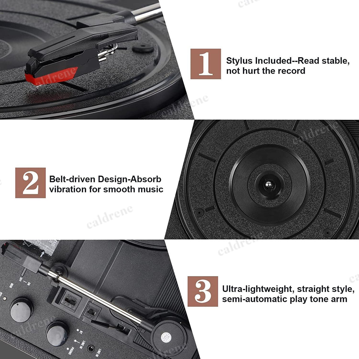 Portable Suitcase Vinyl Record Player Bluetooth 3-Speed – view 5