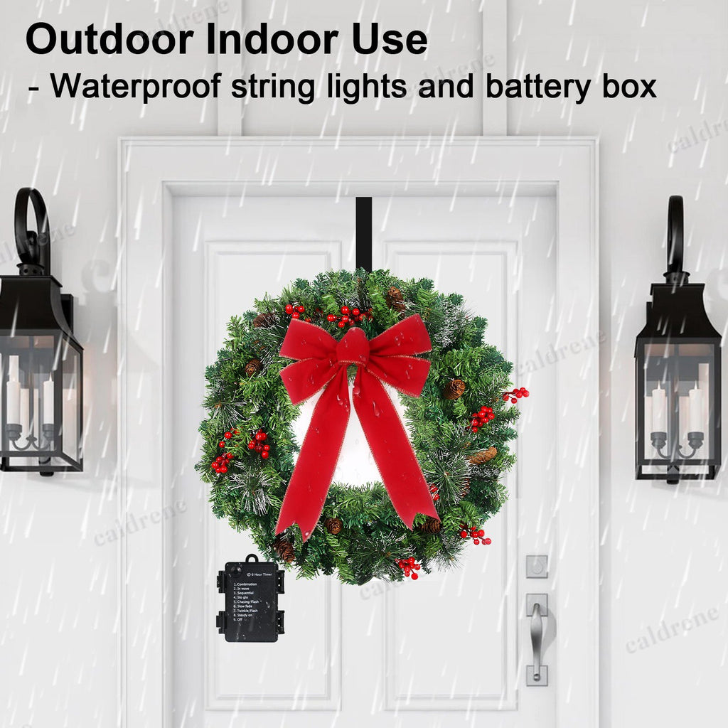 Pre-Lit Christmas Wreath 24 in, Battery Operated with Timer – view 6