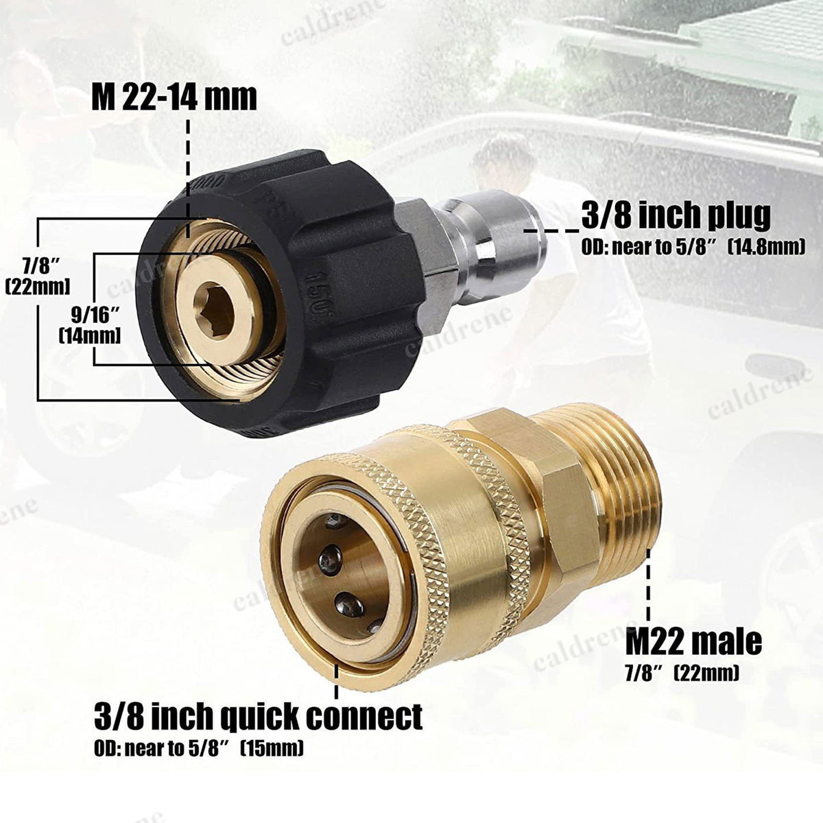 Pressure Washer Adapter Set Quick Disconnect Kit M22, 9 Pieces – view 3