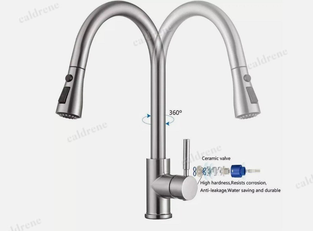 Pull-Down Kitchen Faucet with Sprayer, Brushed Nickel – view 2