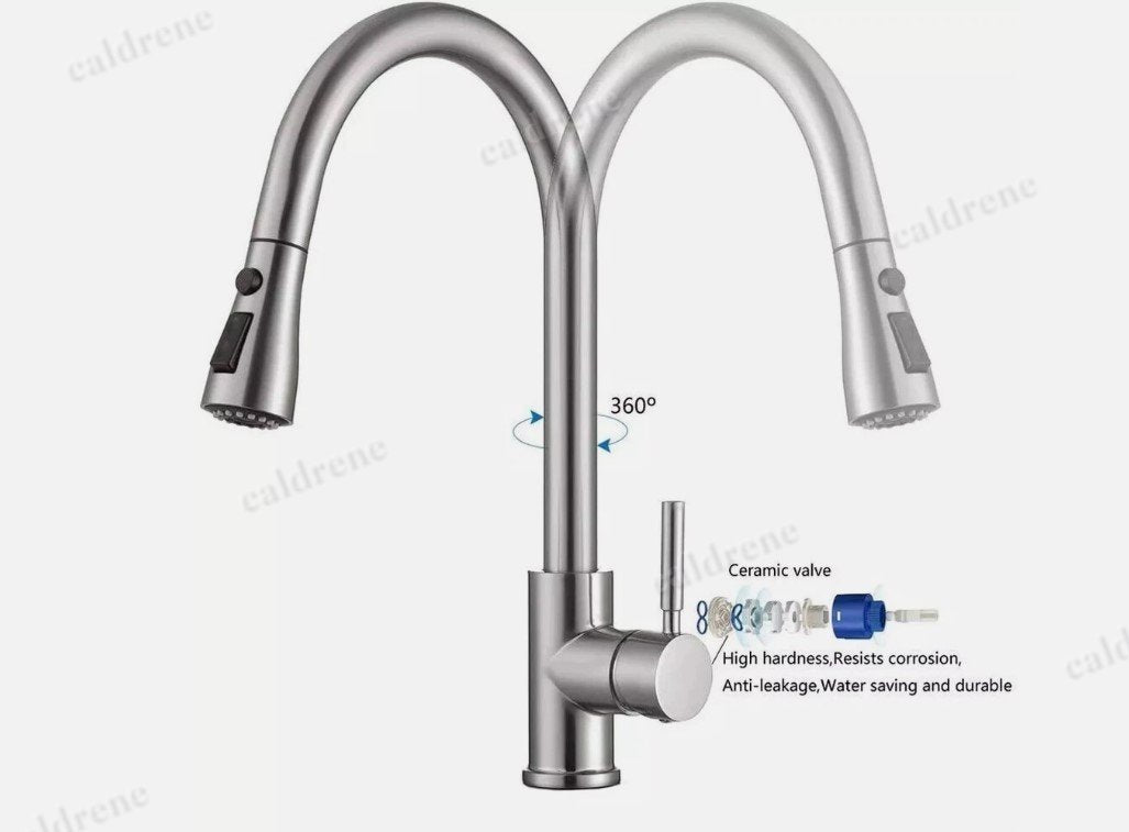 Pull-Down Kitchen Faucet with Sprayer, Brushed Nickel – view 2