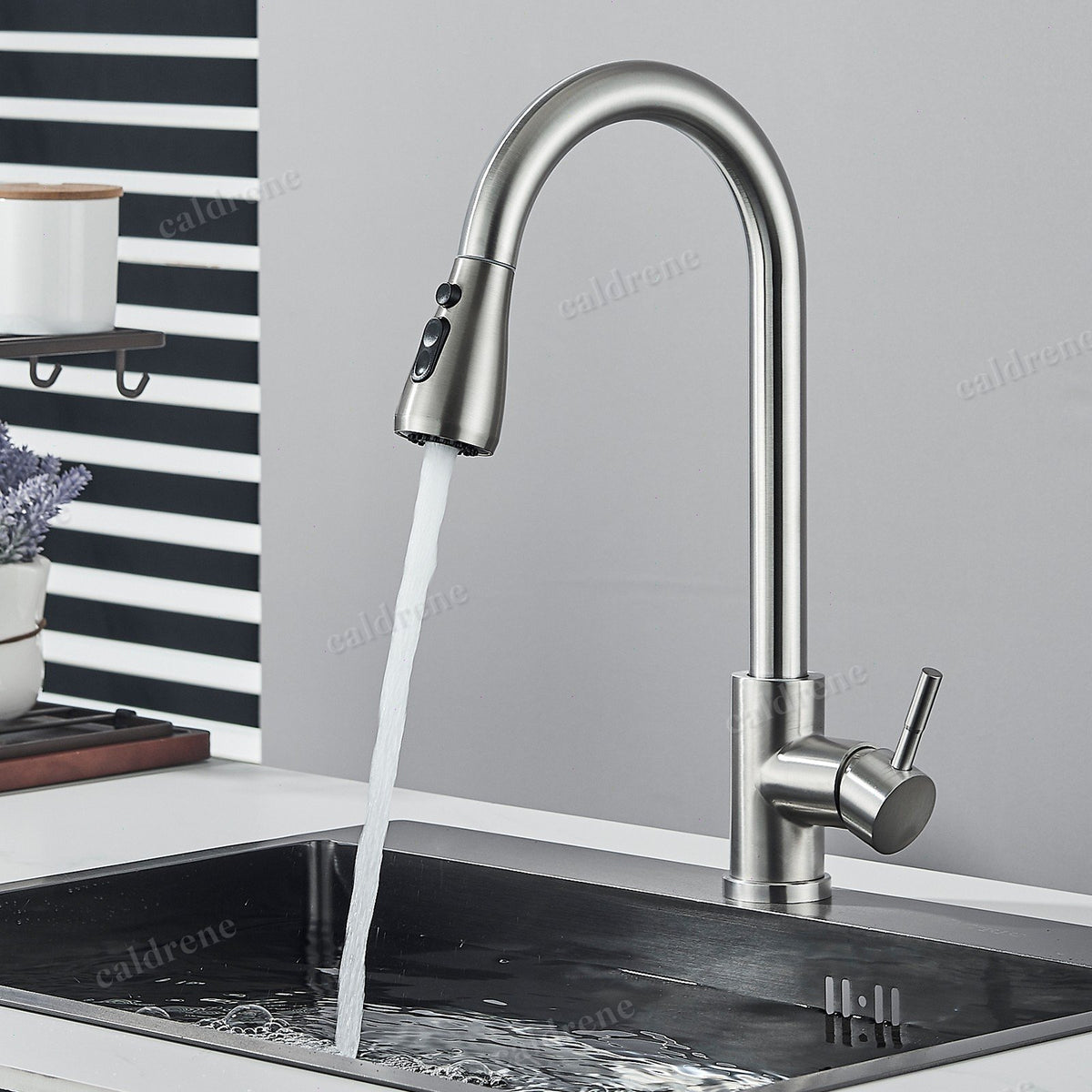 Pull Down Kitchen Faucet with Sprayer, Brushed Nickel – view 4