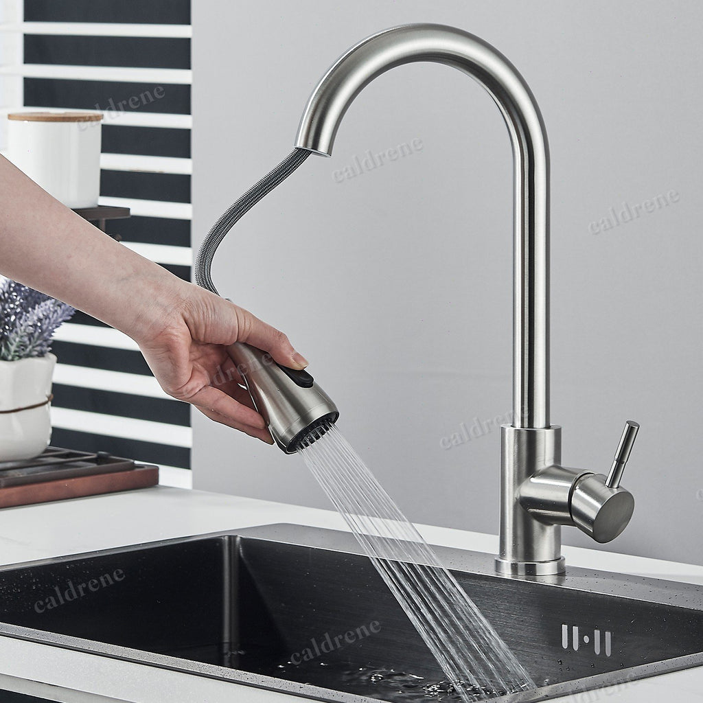 Pull Down Kitchen Faucet with Sprayer, Brushed Nickel – view 5