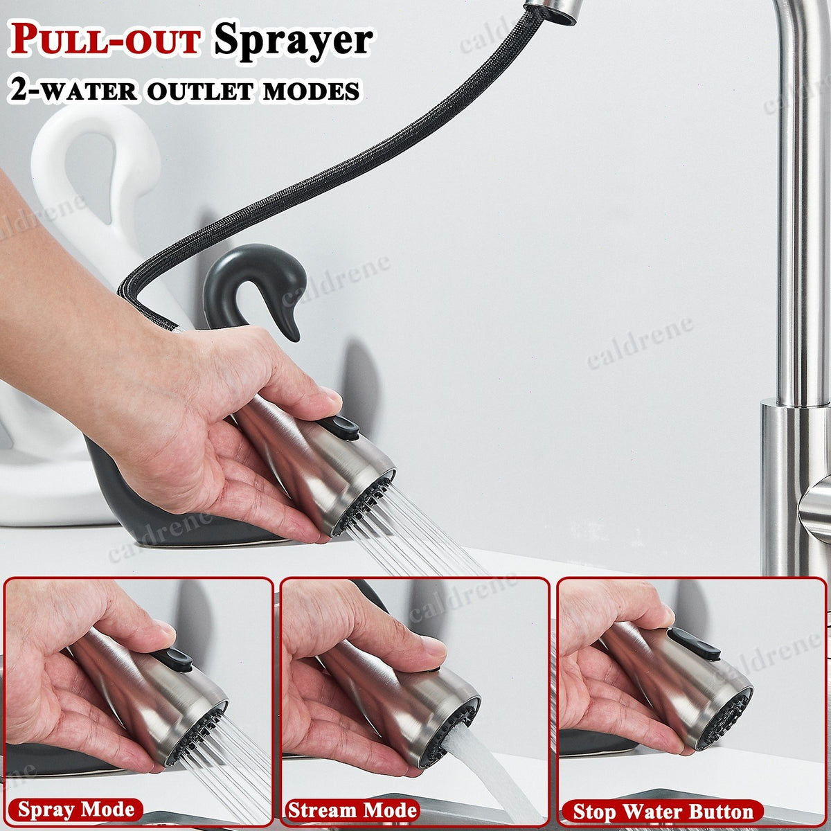 Pull Down Kitchen Faucet with Sprayer, Brushed Nickel – view 6