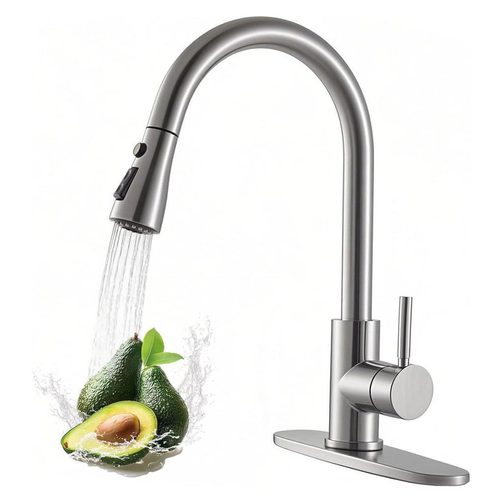 Pull-Down Sprayer Kitchen Faucet, Brushed Nickel Single Handle