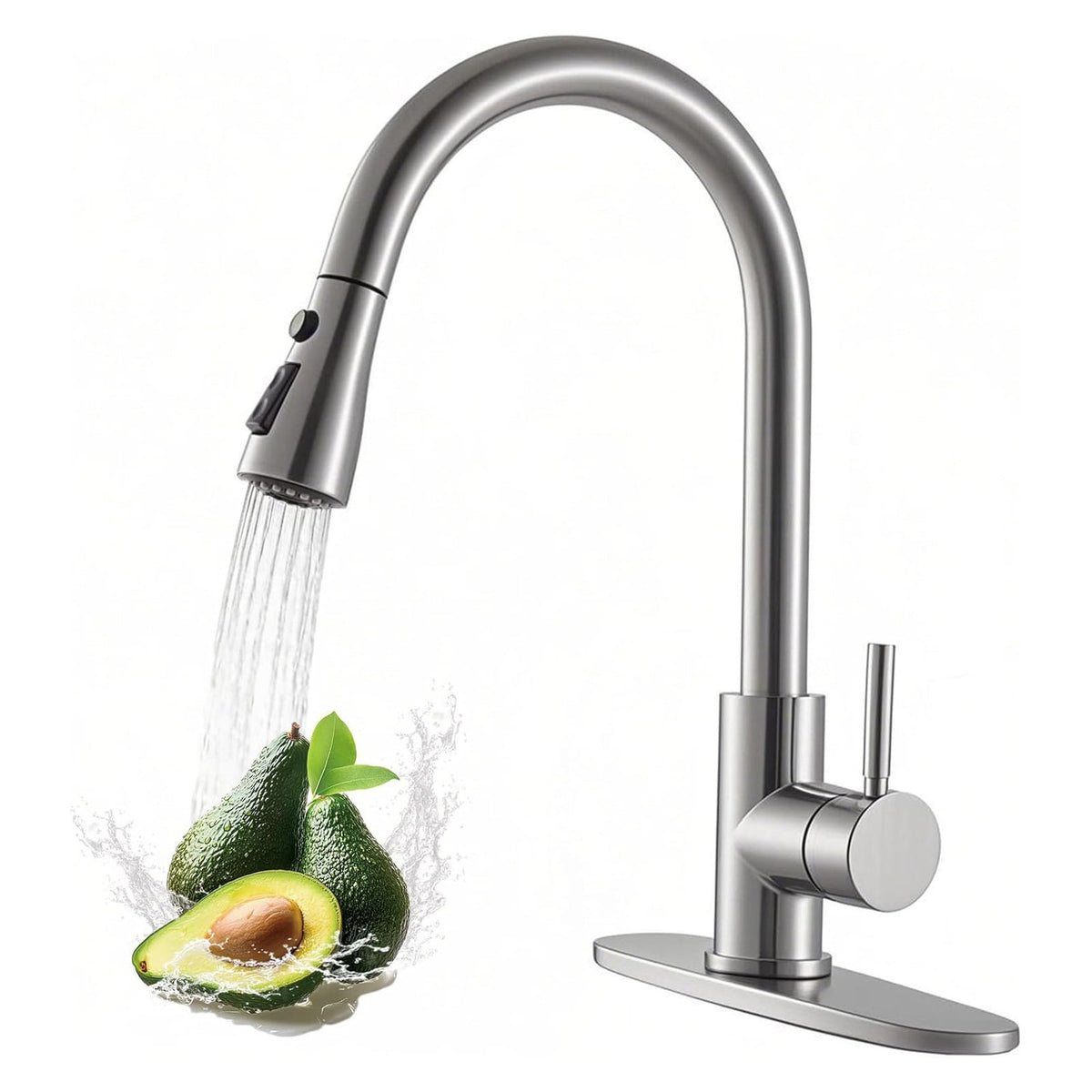 Pull-Down Sprayer Kitchen Faucet, Brushed Nickel Single Handle