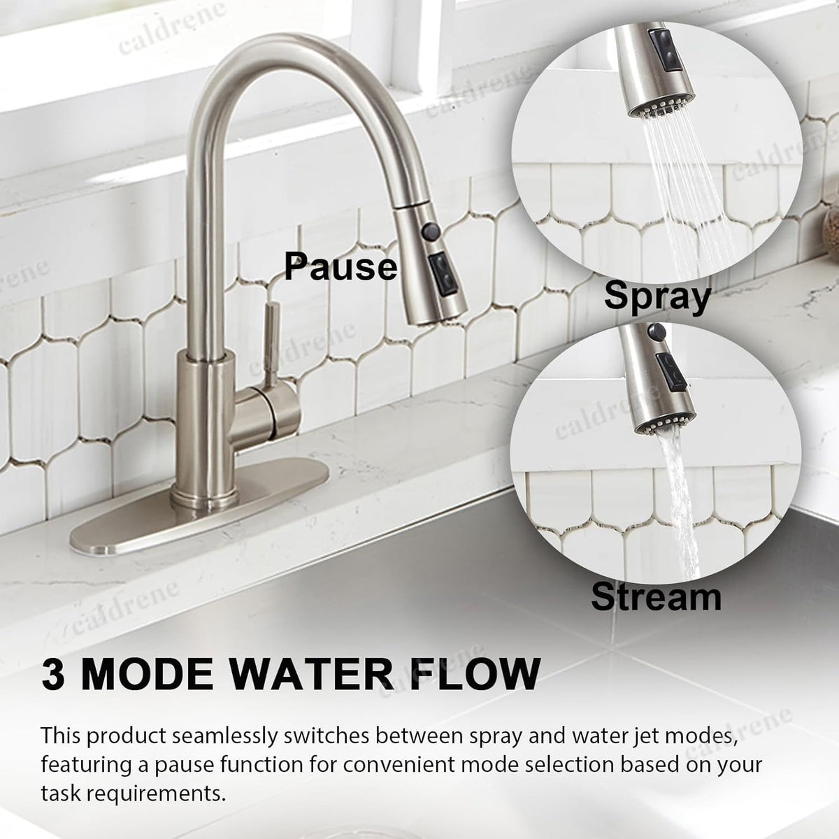 Pull-Down Sprayer Kitchen Faucet, Brushed Nickel Single Handle – view 4