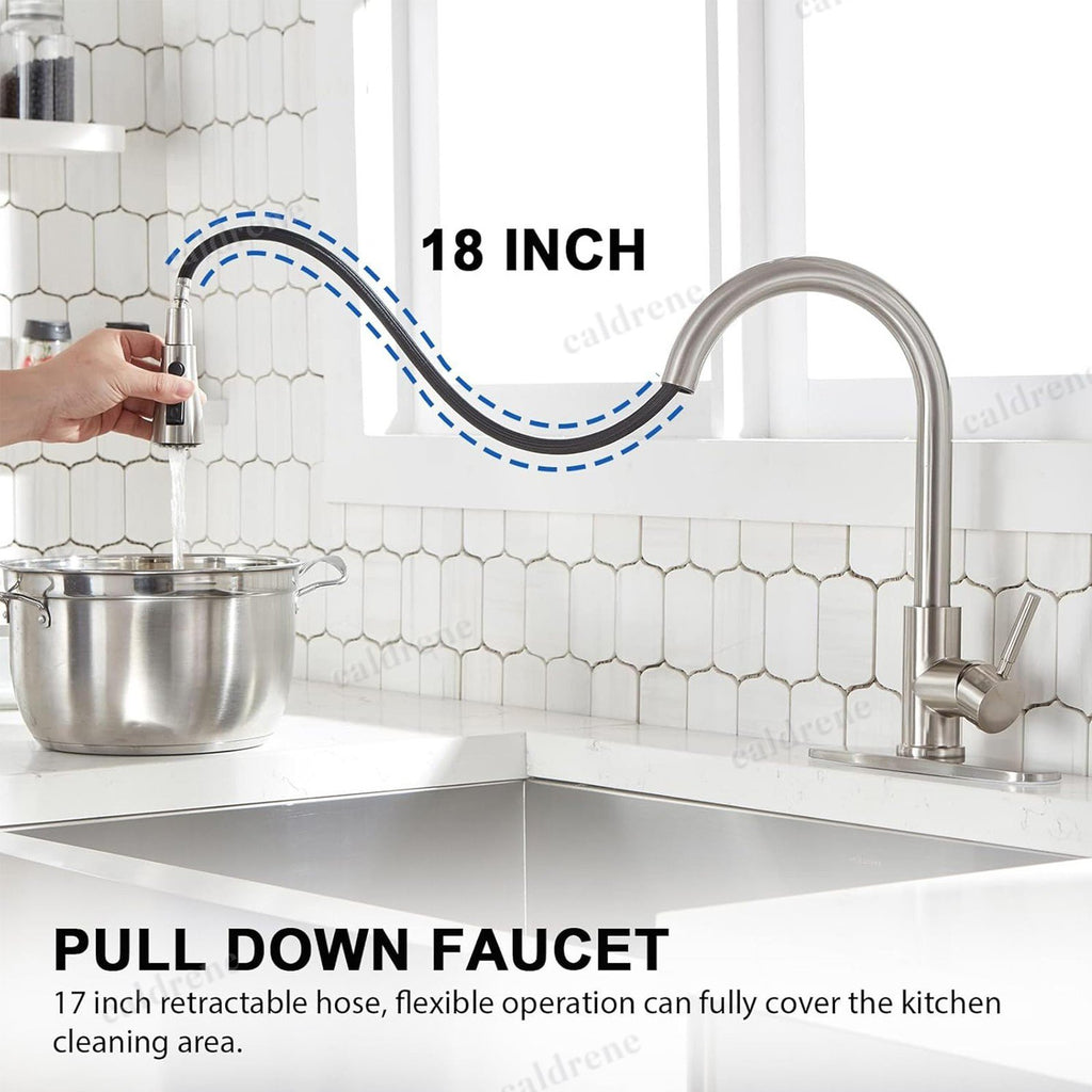 Pull-Down Sprayer Kitchen Faucet, Brushed Nickel Single Handle – view 5