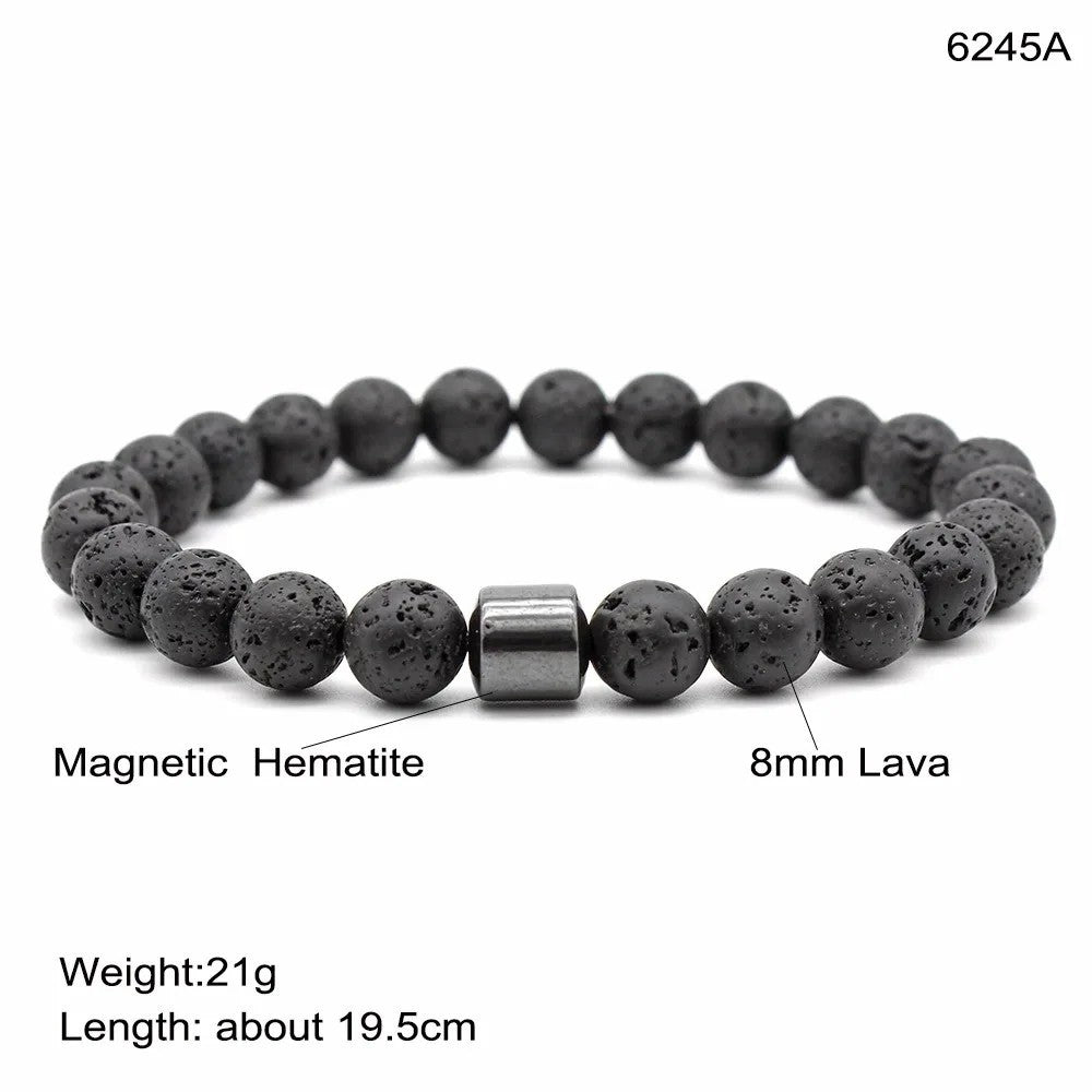 Quit Smoking Stop Smoking Bracelet Anti-anxiety Men Women Natural Stone Bracelet – A6245-Volcanic rock