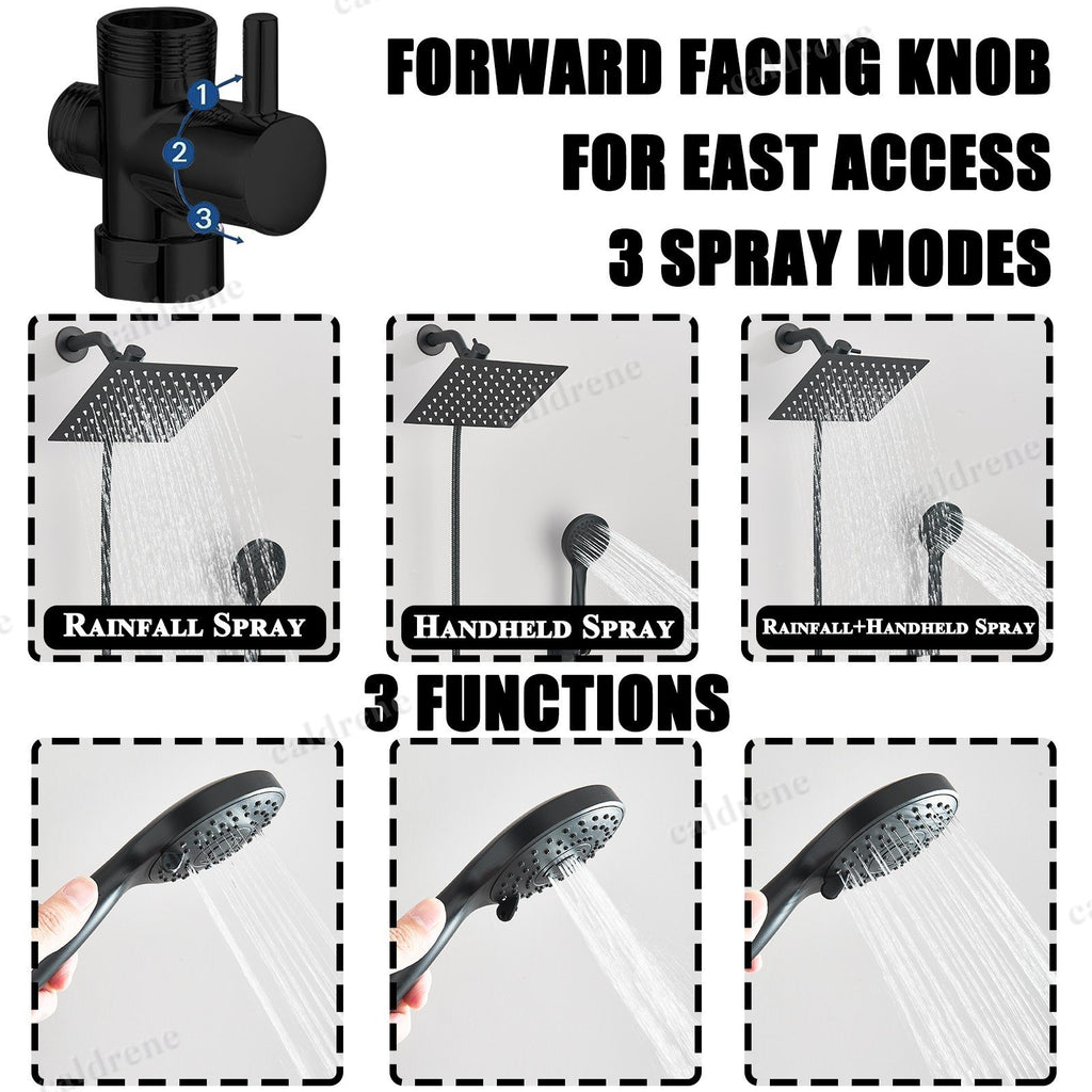Rain Shower Head with Handheld Spray Combo, 8 Inch Black – view 4