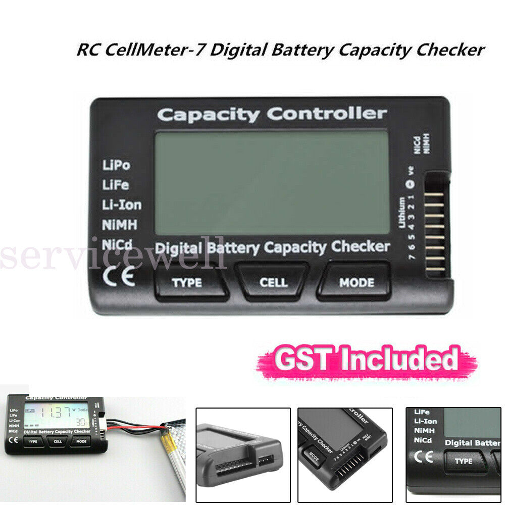 RC CellMeter 7 Digital Battery Capacity Checker for LiPo, LiFe, Li-ion, NiMH