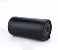 Real Cow Leather DIY Steering Wheel Cover for 37-38cm Wheels – Black With Red Stitches