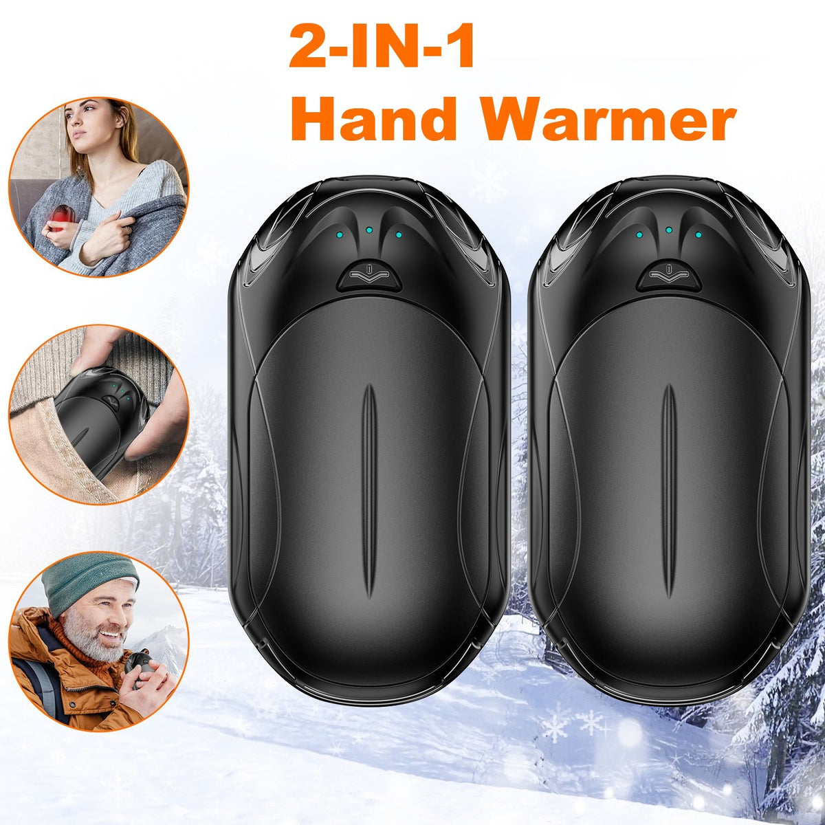 Rechargeable Electric Hand Warmers with 3 Heat Levels, 2 Pack