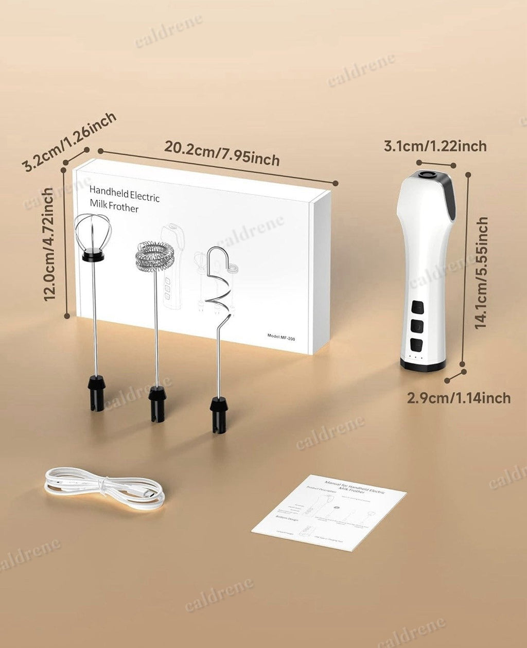 Rechargeable Electric Whisk and Milk Frother, 3 Heads – view 2