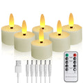 Rechargeable Flickering LED Tea Lights with Timer Remote, 6 Pack