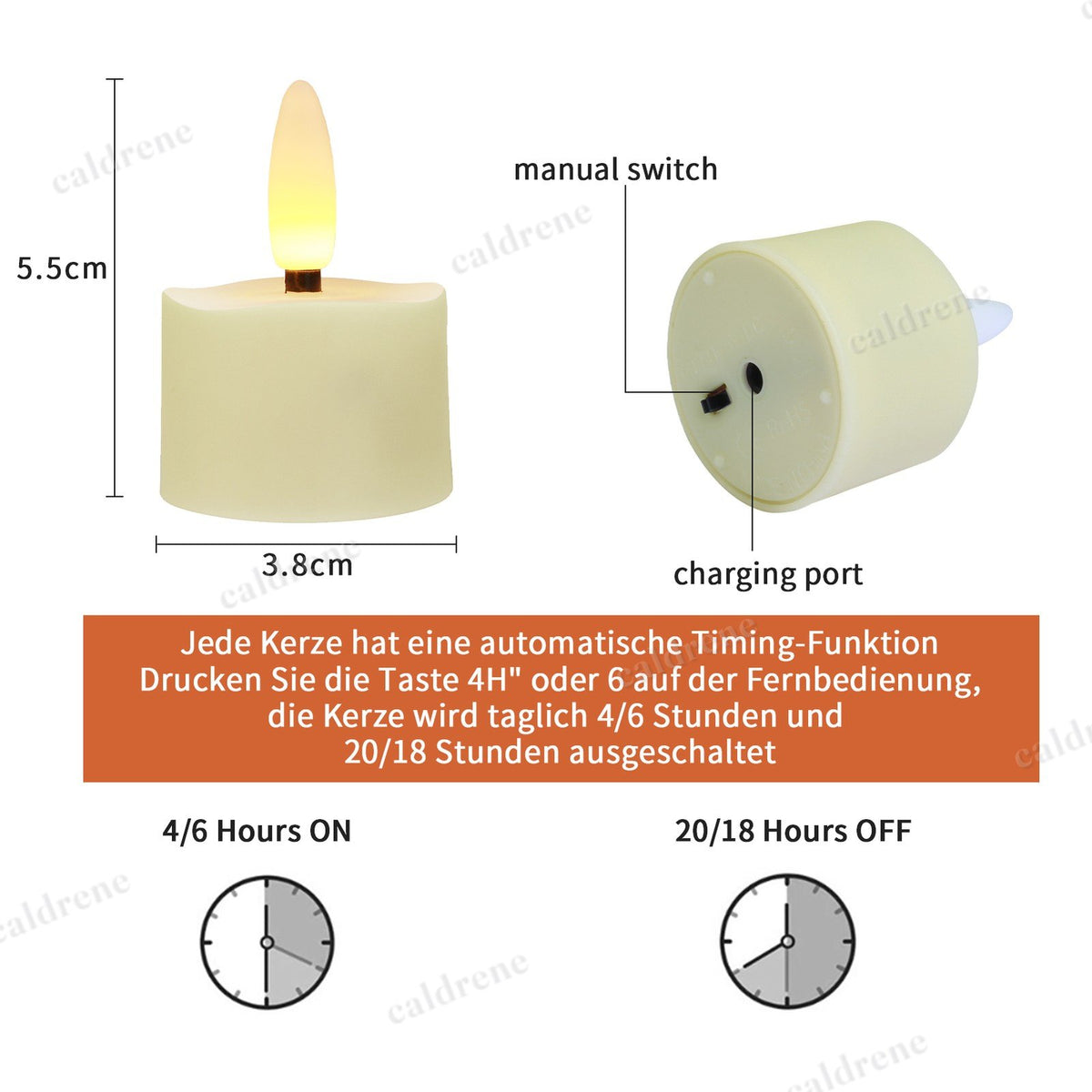 Rechargeable Flickering LED Tea Lights with Timer Remote, 6 Pack – view 3