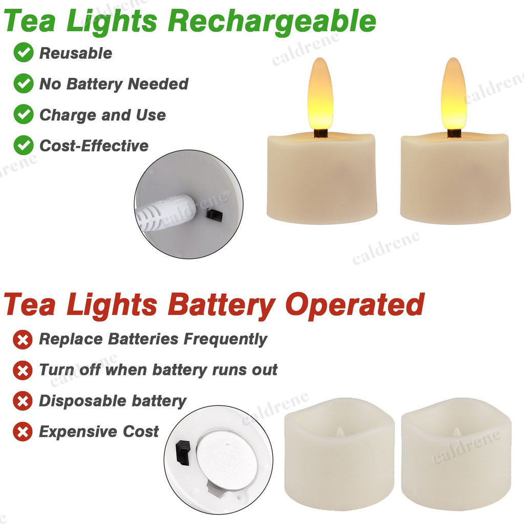 Rechargeable Flickering LED Tea Lights with Timer Remote, 6 Pack – view 4