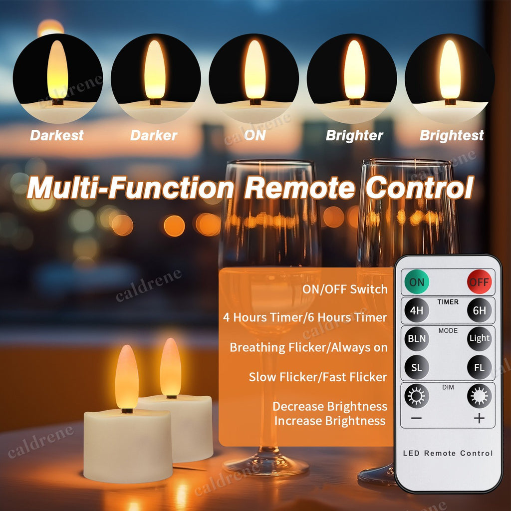 Rechargeable Flickering LED Tea Lights with Timer Remote, 6 Pack – view 5