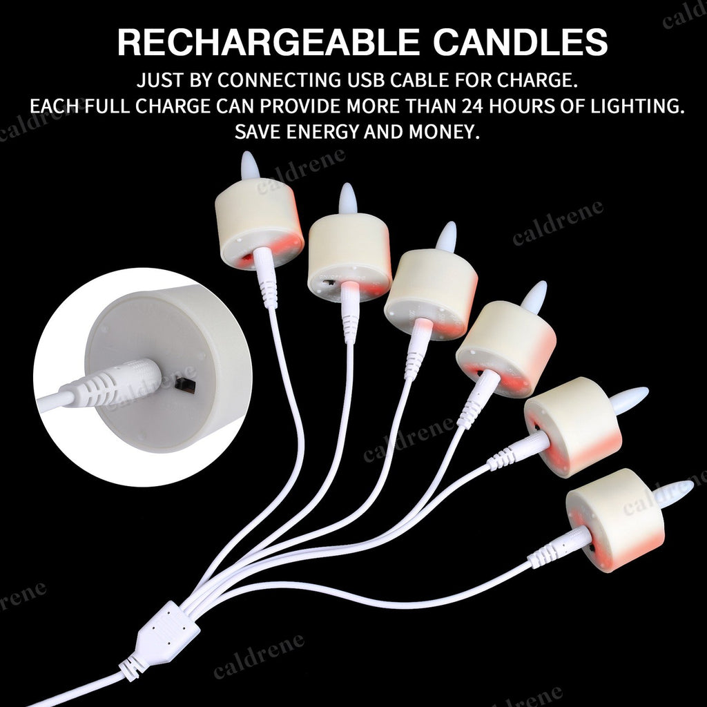 Rechargeable Flickering LED Tea Lights with Timer Remote, 6 Pack – view 8