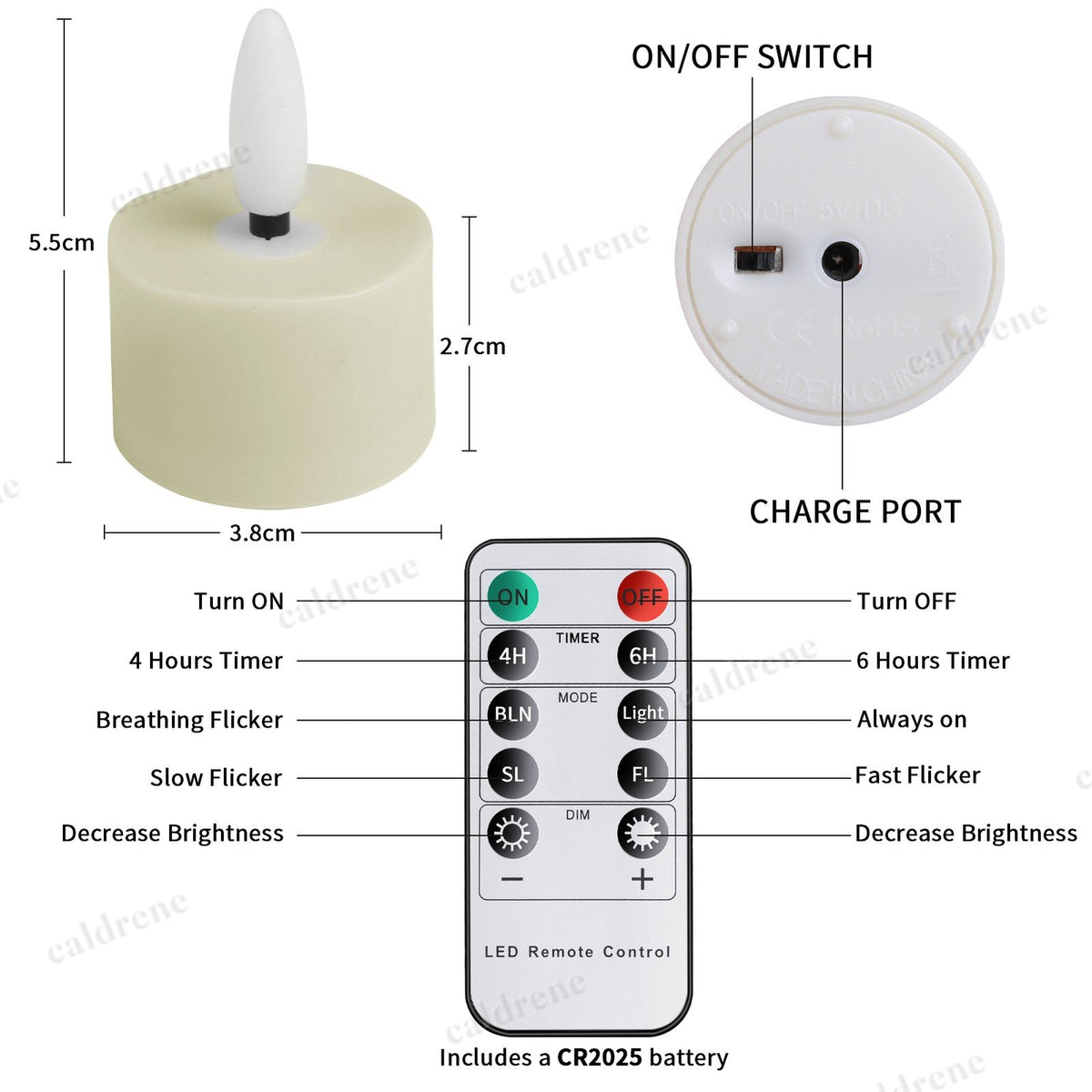 Rechargeable Flickering LED Tea Lights with Timer Remote, 6 Pack – view 9