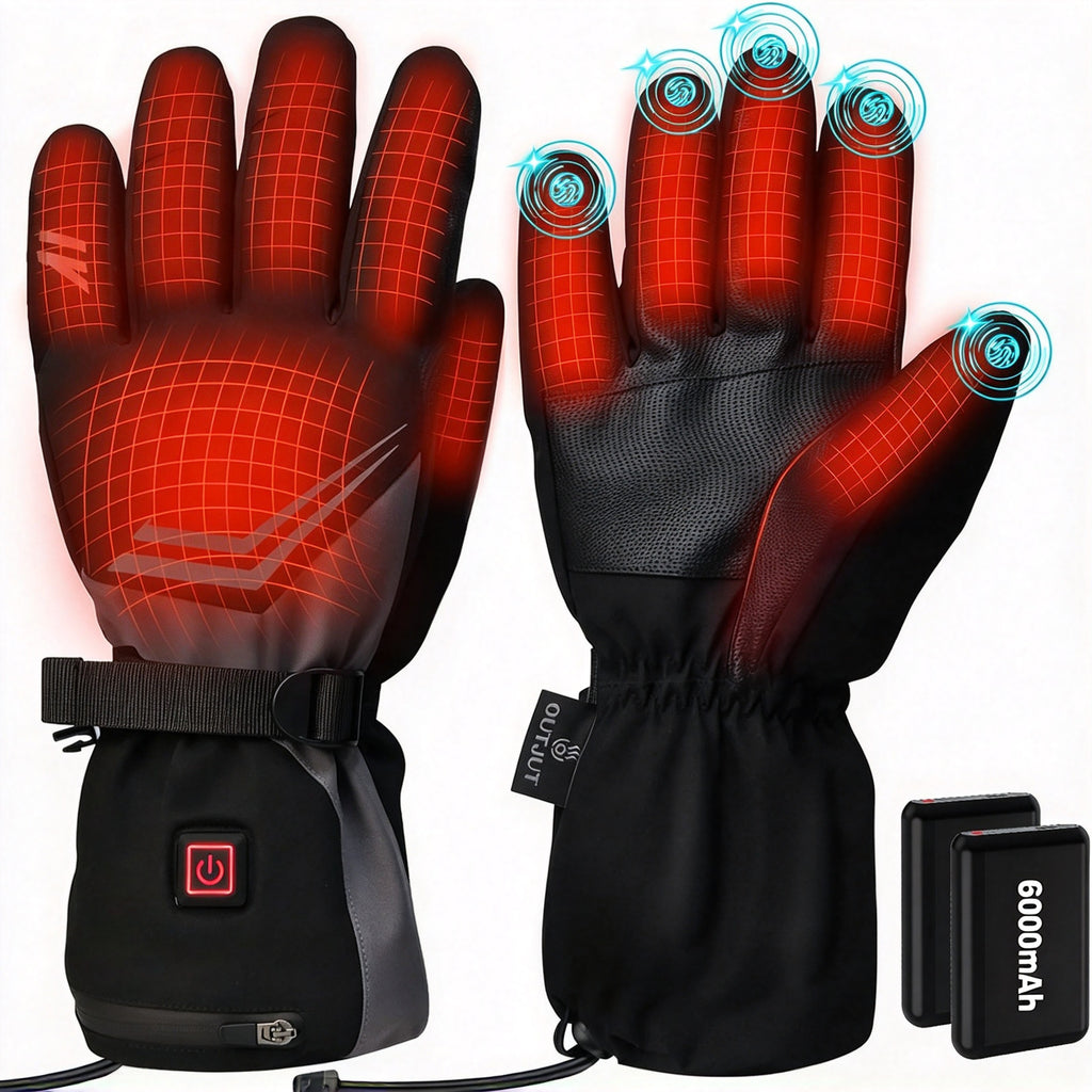 Rechargeable Heated Gloves, 6000mAh, 3 Heat Settings
