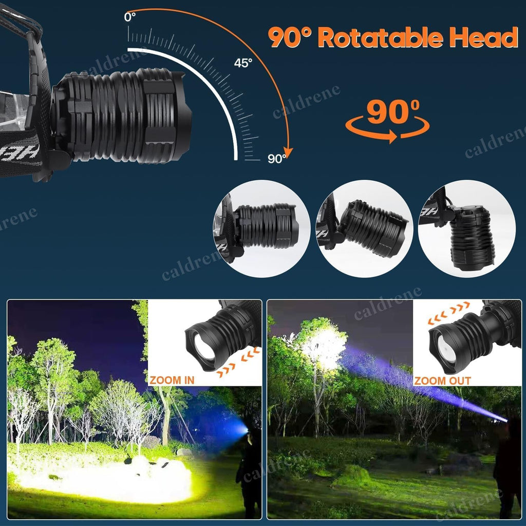 Rechargeable LED Headlamp 100000 Lumen Super Bright with 5 Modes – view 2
