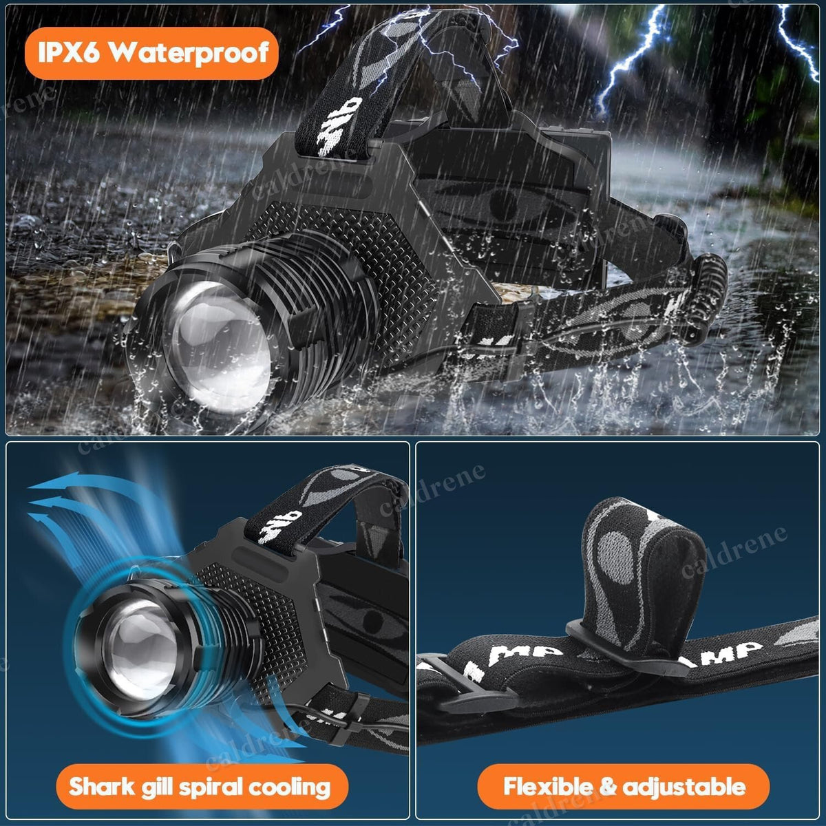 Rechargeable LED Headlamp 100000 Lumen Super Bright with 5 Modes – view 6