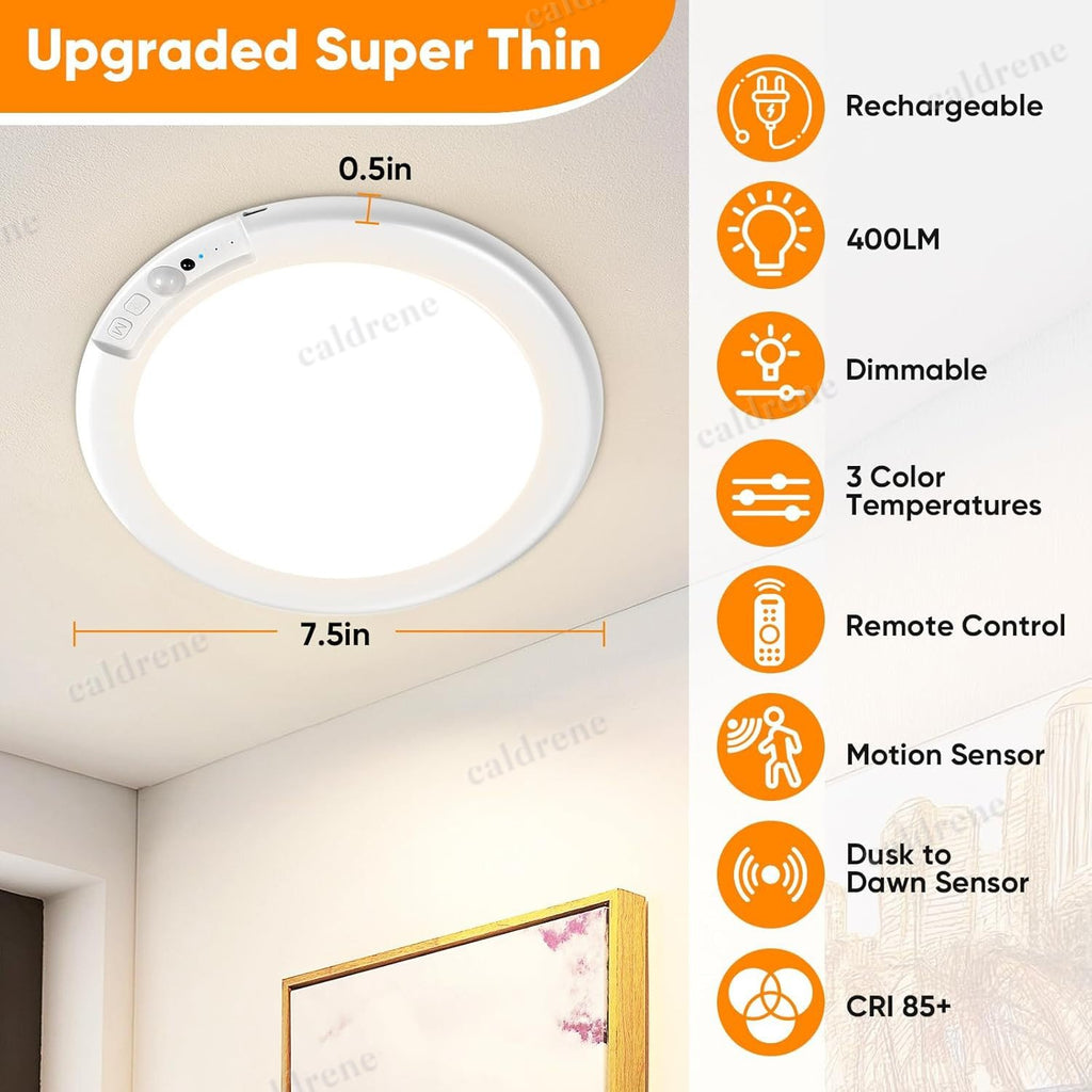 Rechargeable Motion Sensor Ceiling Light with Remote, 4 Pack – view 5