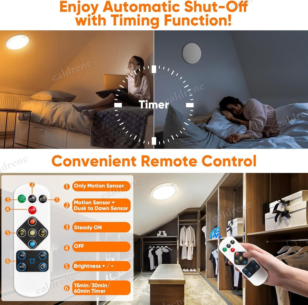 Rechargeable Motion Sensor Ceiling Light with Remote, 4 Pack – view 9