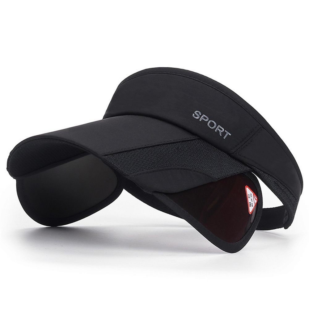 Retractable Brim Adjustable Sun Visor Hat for Outdoor Sports – black