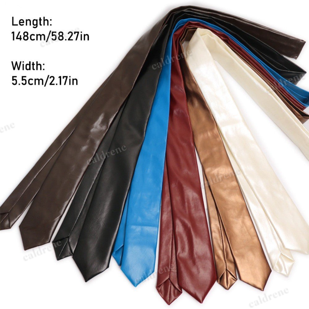 Retro PU Leather Narrow Necktie for Unisex – view 2