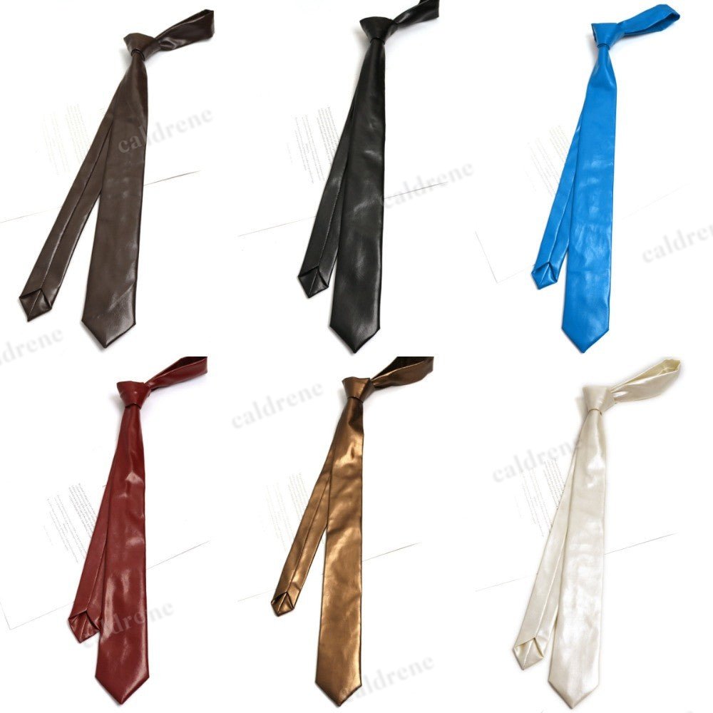 Retro PU Leather Narrow Necktie for Unisex – view 4