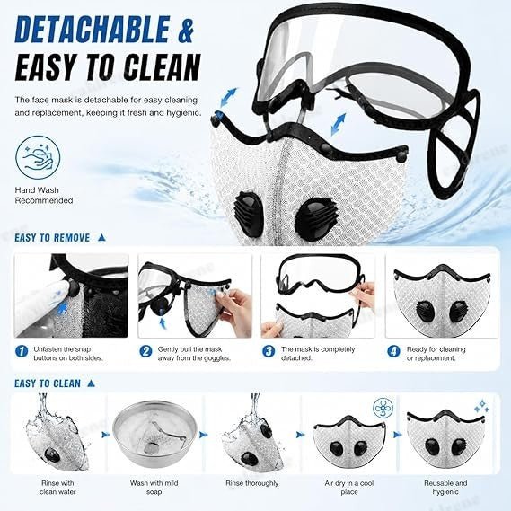 Reusable Dust Mask with Adjustable Goggles and 10-Layer Filter – view 5