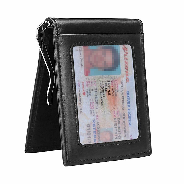 RFID Slim Bifold Leather Money Clip Wallet Front Pocket