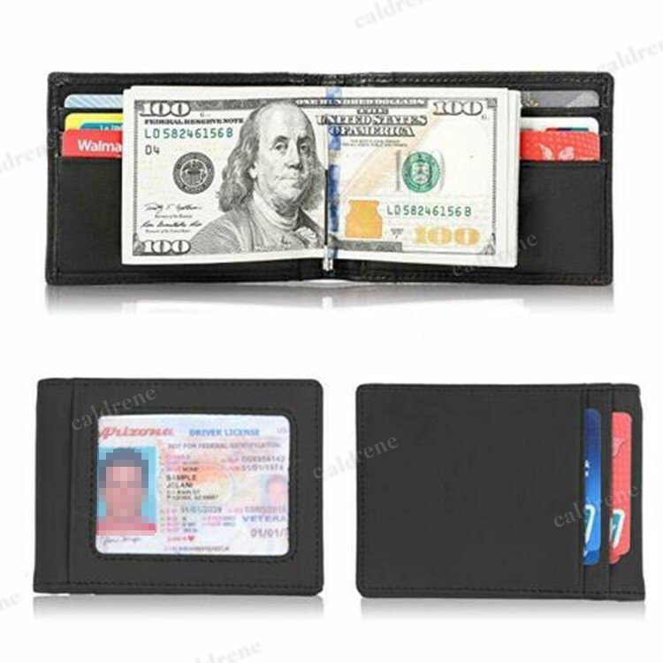 RFID Slim Bifold Leather Money Clip Wallet Front Pocket – view 2