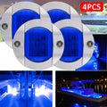 Round Marine Boat LED Stern Courtesy Lights Blue, 4 Pack