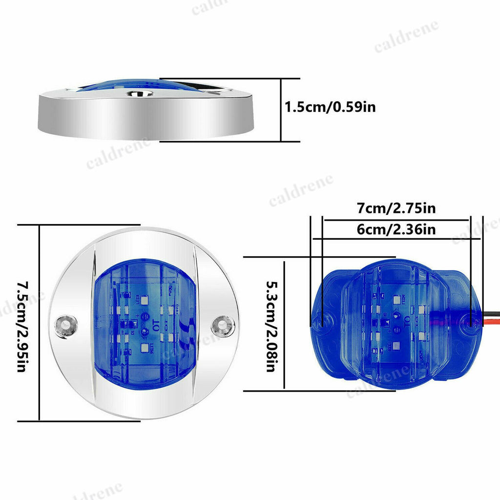 Round Marine Boat LED Stern Courtesy Lights Blue, 4 Pack – view 3