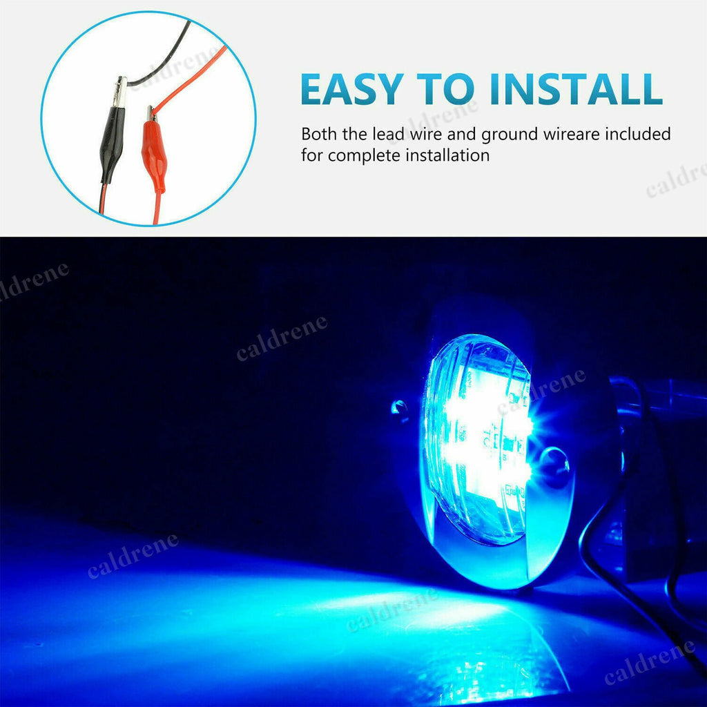 Round Marine Boat LED Stern Courtesy Lights Blue, 4 Pack – view 5