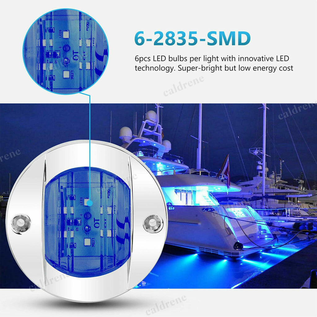 Round Marine Boat LED Stern Courtesy Lights Blue, 4 Pack – view 7