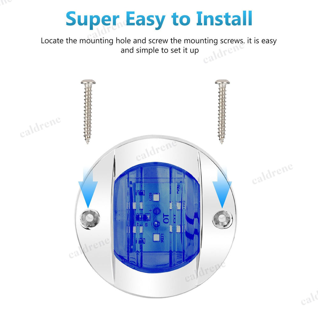 Round Marine Boat LED Stern Courtesy Lights Blue, 4 Pack – view 8