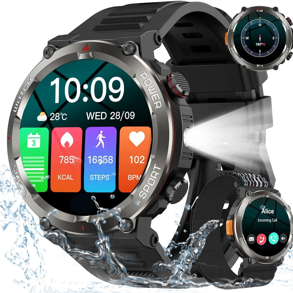 Rugged Military Smart Watch for Men with Fitness Tracker