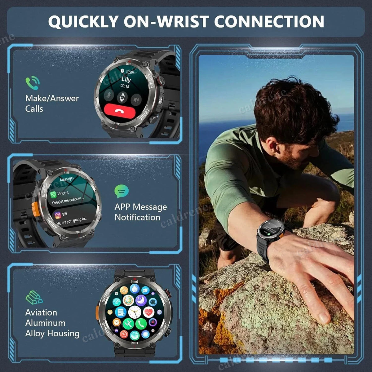 Rugged Military Smart Watch for Men with Fitness Tracker – view 5