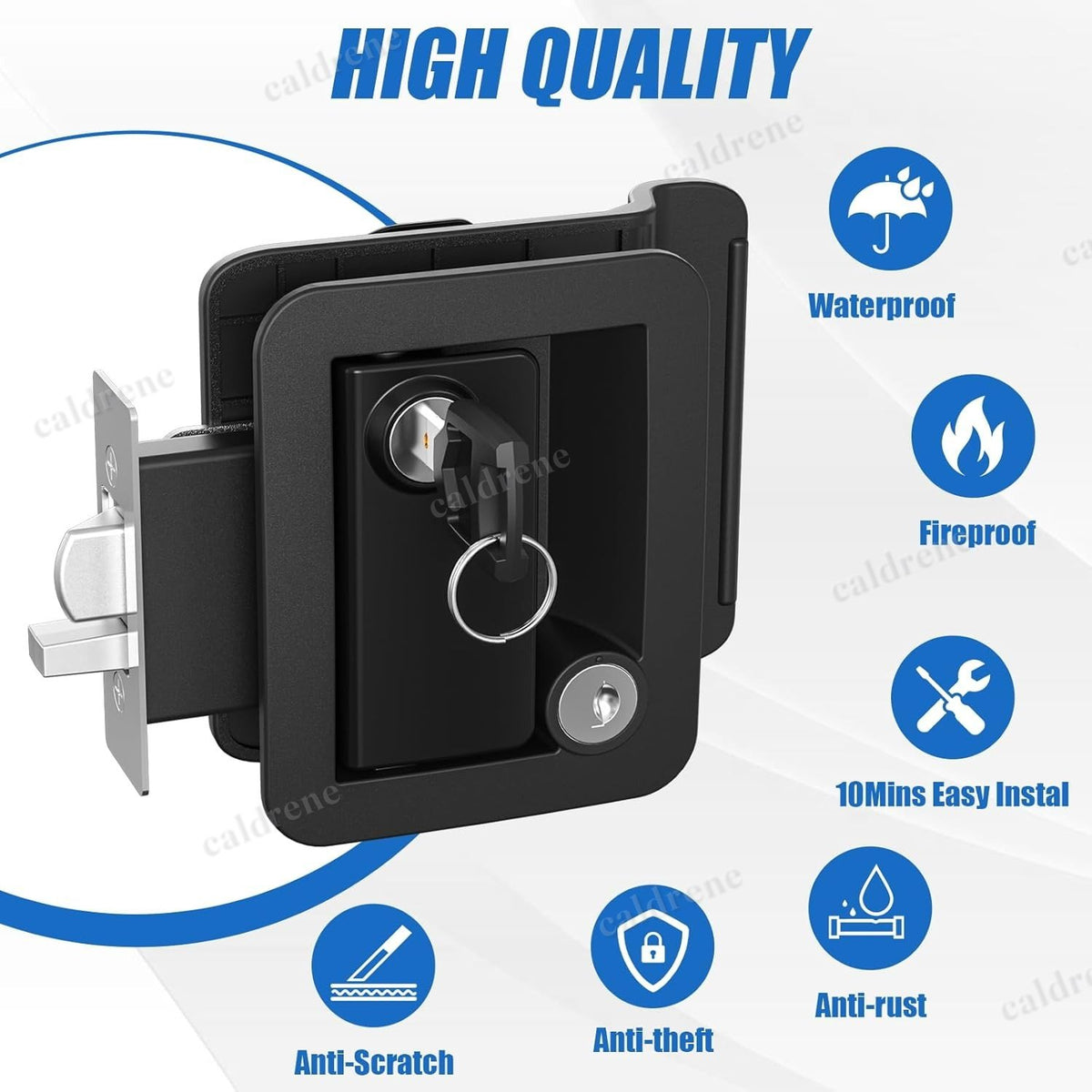 RV Paddle Entry Door Lock with Deadbolt, Black – view 10