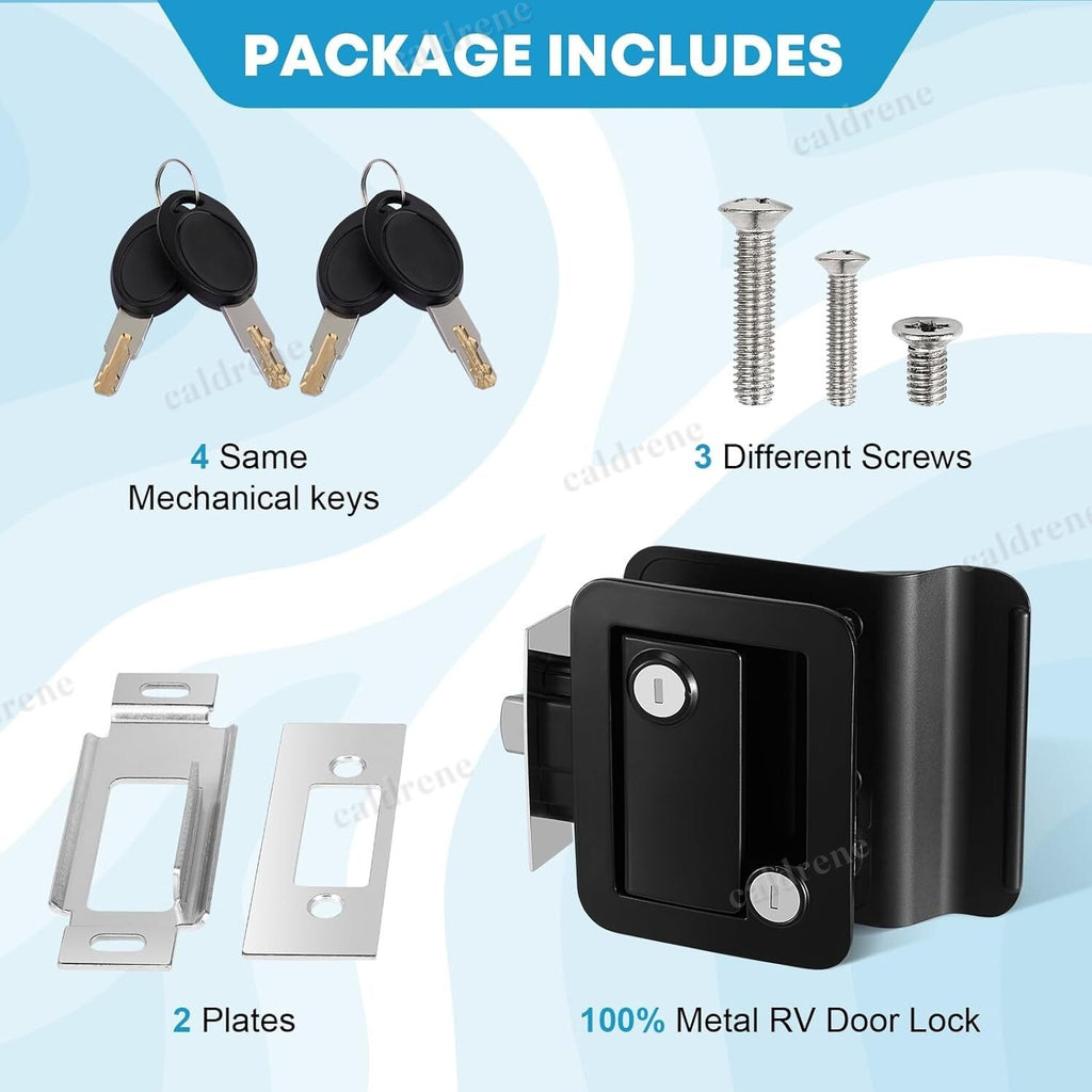 RV Paddle Entry Door Lock with Deadbolt, Black – view 4