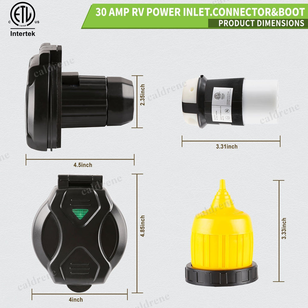 RV Power Inlet Twist Locking Connector, 30/50 Amp, Black – view 2