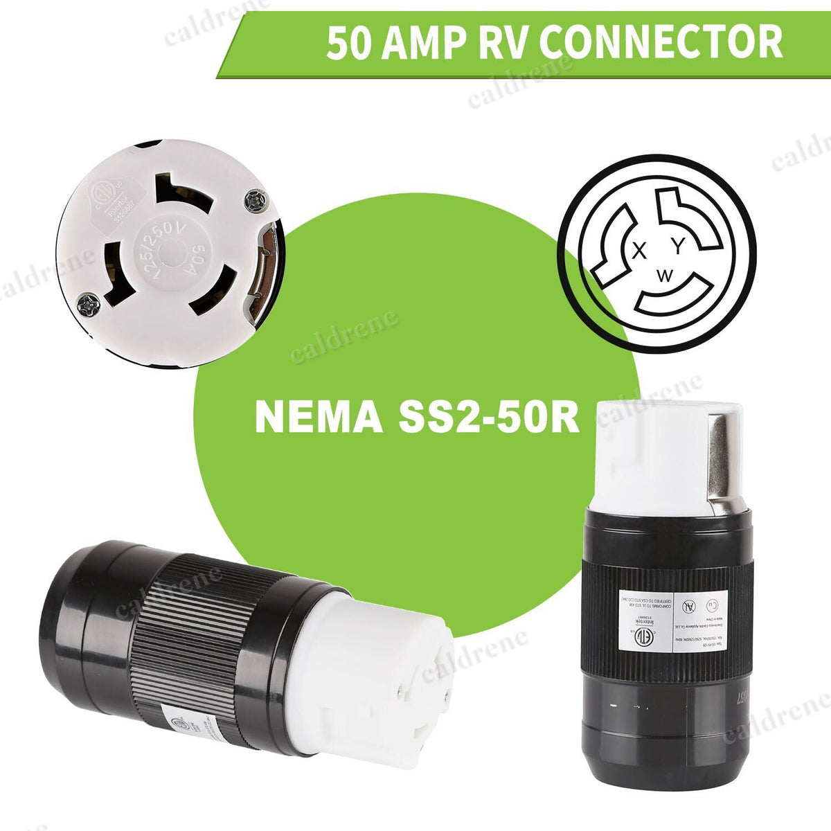 RV Power Inlet Twist Locking Connector, 30/50 Amp, Black – view 9