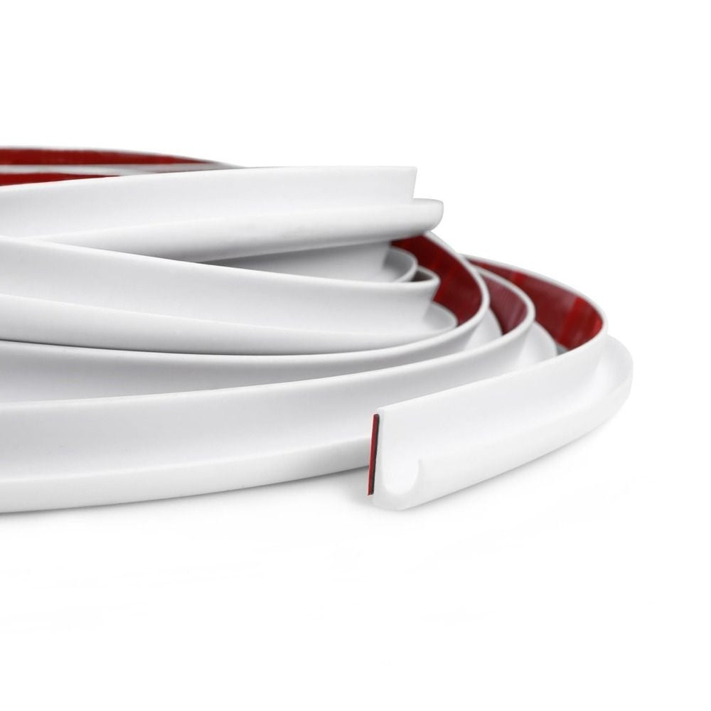 RV Rain Gutter with Self-Adhesive Backing for Trailers – White / 1M