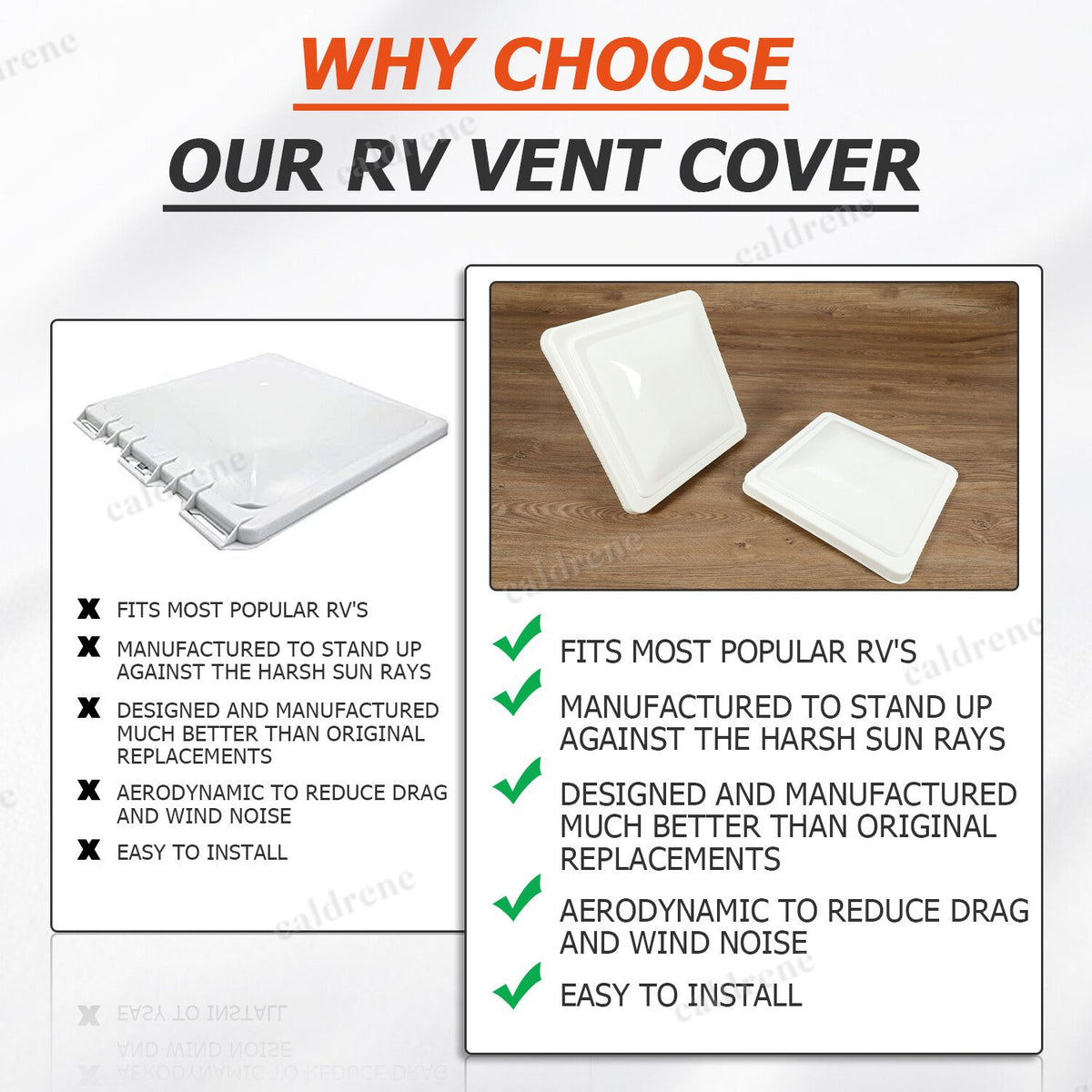 RV Roof Vent Cover Lid 14 x 14, White, 2 Pack – view 7