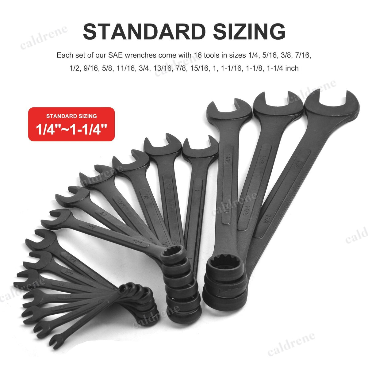 SAE Combination Wrench Set 1/4 to 1-1/4 Inch with Roll Pouch, 16 Piece – view 2