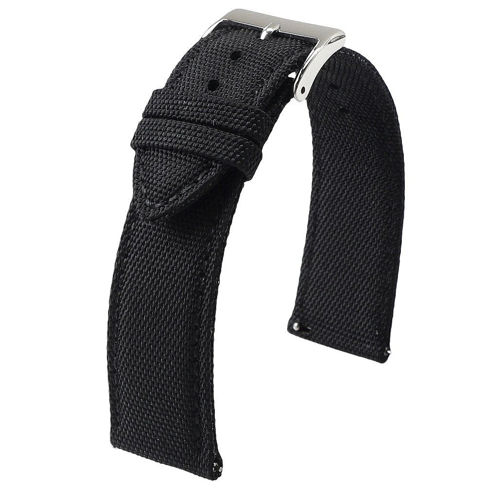 Sailcloth Two-Side Nylon Watch Strap - Waterproof Quick Release – Black / 18mm